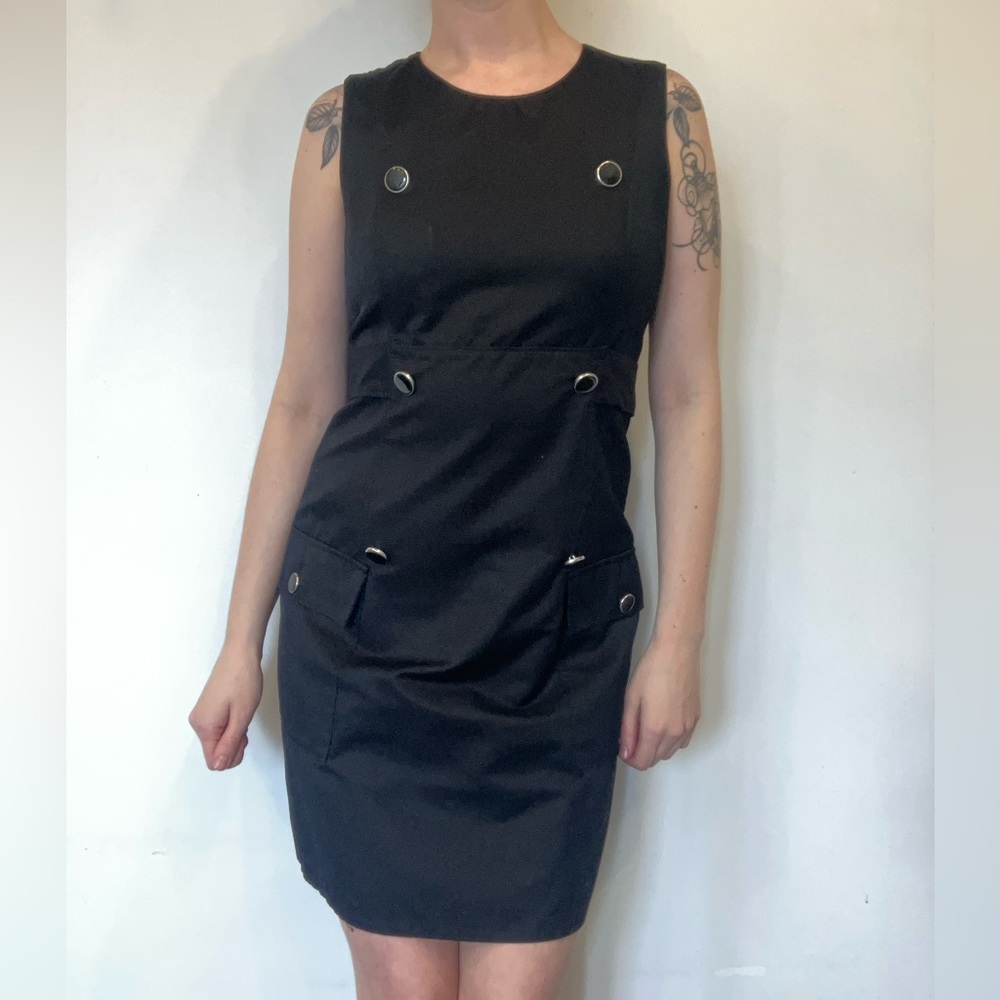 Club Monaco Black Midi Dress with Eyelet Details in size 6